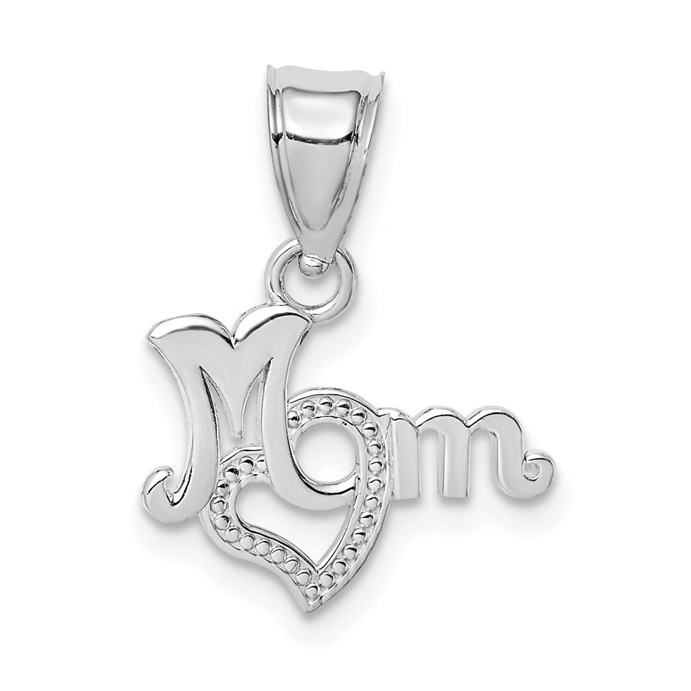 14K Weißgold Mama mit Herz Anhänger