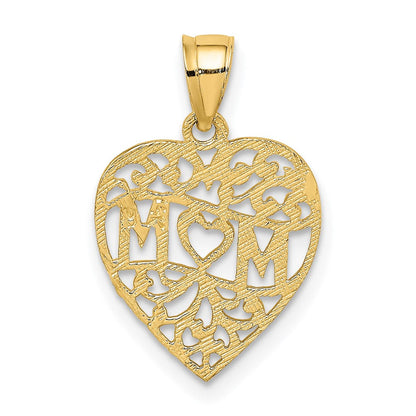 14K Gelbgold Mama in Herz Charm