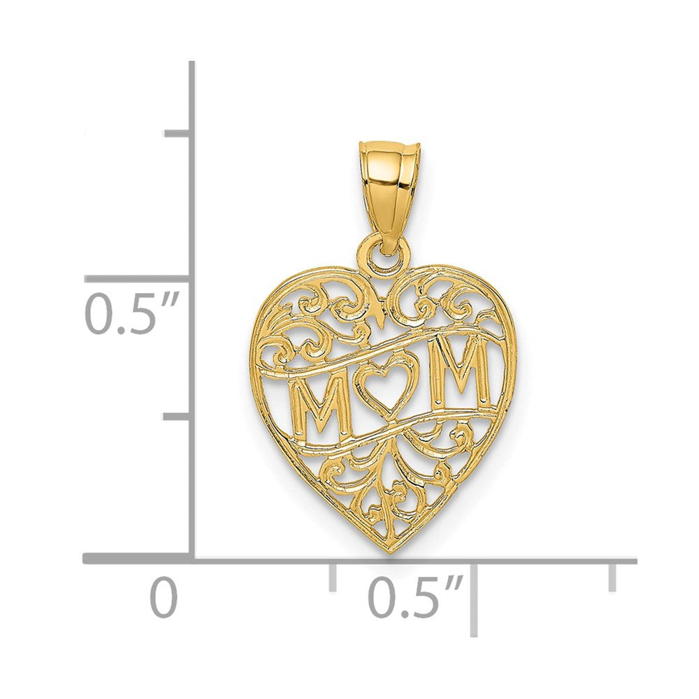 14K Gelbgold Mama in Herz Charm