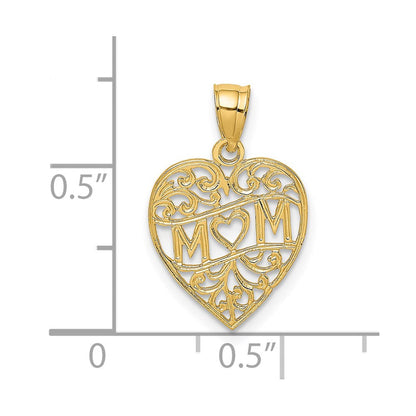 14K Gelbgold Mama in Herz Charm