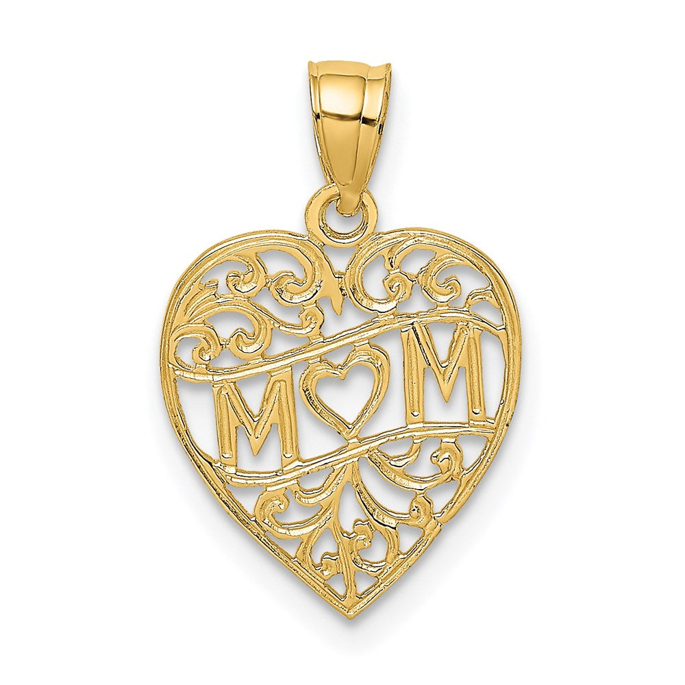 14K Gelbgold Mama in Herz Charm
