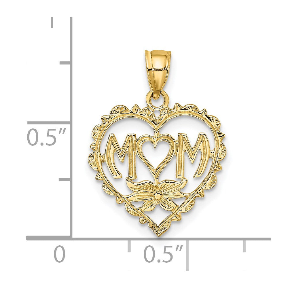 14K Gelbgold Mama in Herz Charm