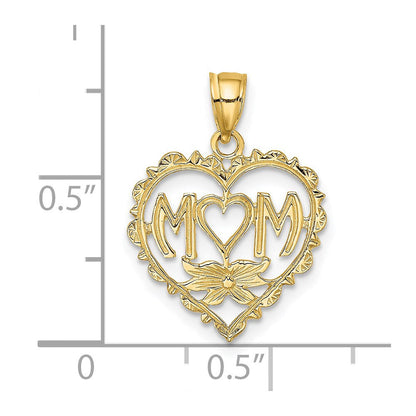 14K Gelbgold Mama in Herz Charm