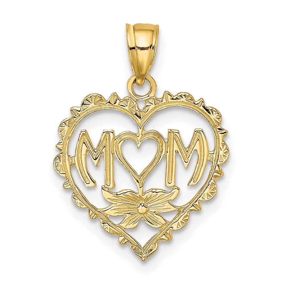 14K Gelbgold Mama in Herz Charm