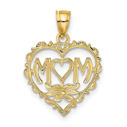 14K Gelbgold Mama in Herz Charm