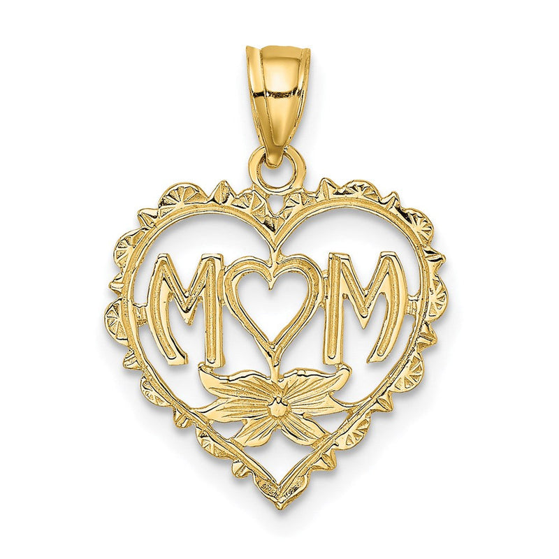 14K Gelbgold Mama in Herz Charm