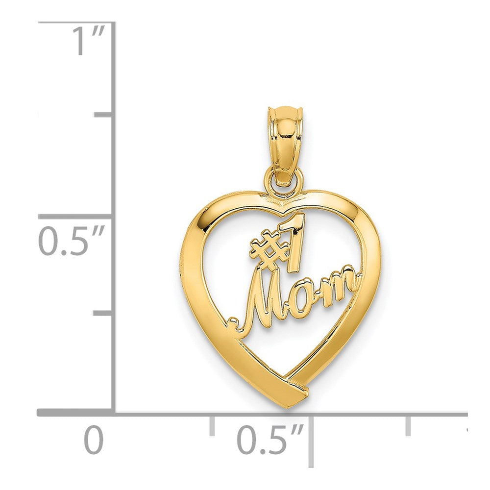 14K Gelbgold #1 Mama in Herz Charm
