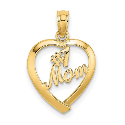 14K Gelbgold #1 Mama in Herz Charm