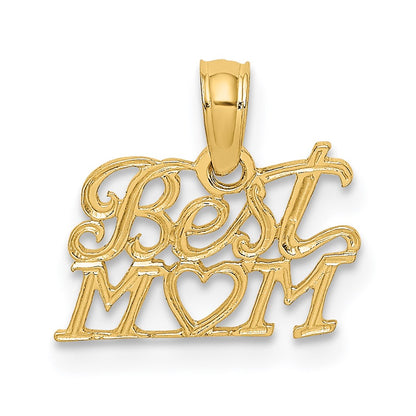 14K Gelbgold Beste Mama mit Herz Charm