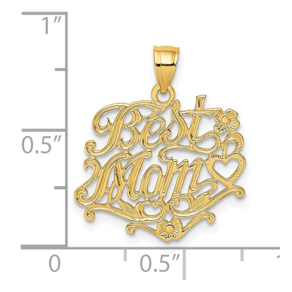 14K Gelbgold Beste Mama Charm