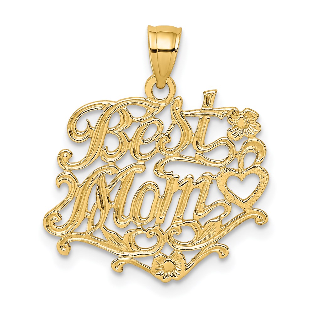 14K Gelbgold Beste Mama Charm