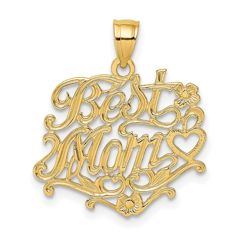 14K Gelbgold Beste Mama Charm