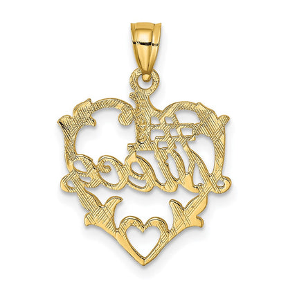 14K Gelbgold #1 Nichte in Herz Charm