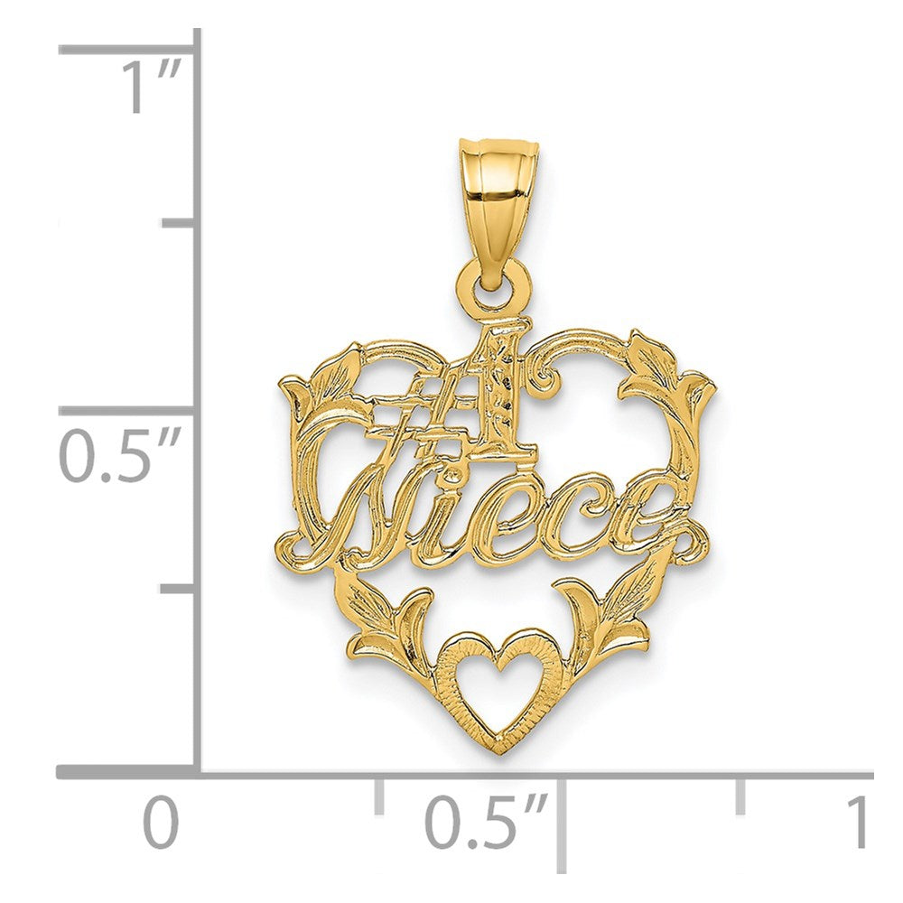 14K Gelbgold #1 Nichte in Herz Charm