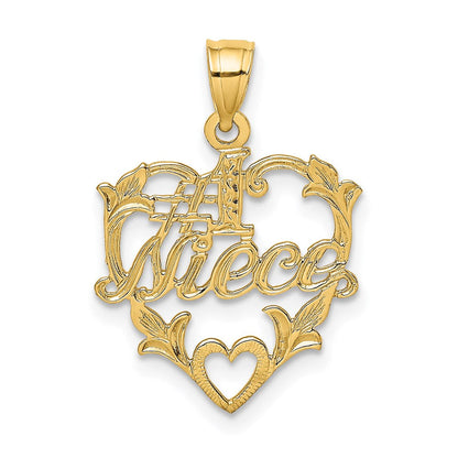 14K Gelbgold #1 Nichte in Herz Charm
