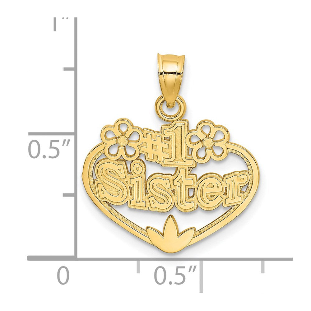 14K Gelbgold #1 Schwester in Herz Charm