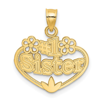 14K Gelbgold #1 Schwester in Herz Charm