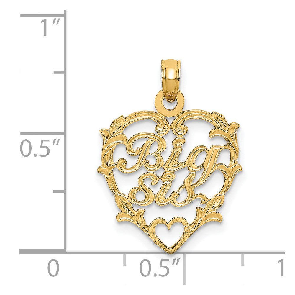 14K Gelbgold Big Sis in Herz Charm