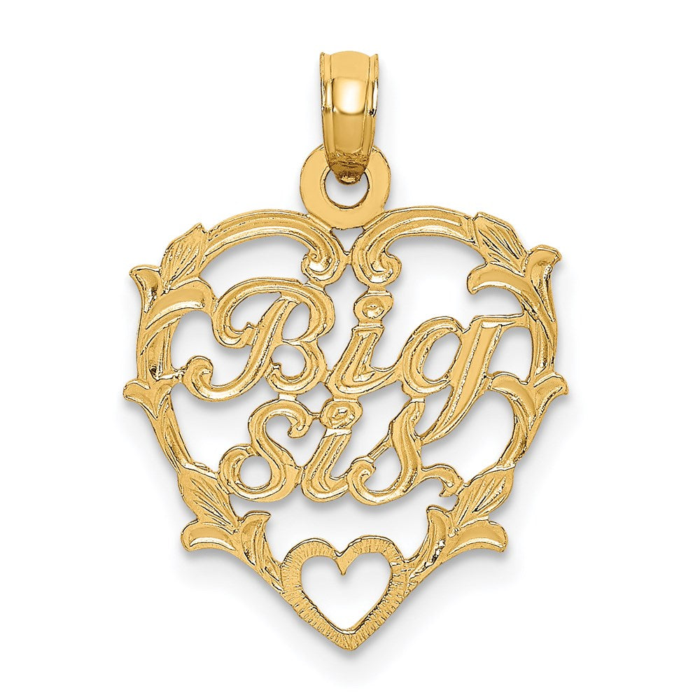 14K Gelbgold Big Sis in Herz Charm