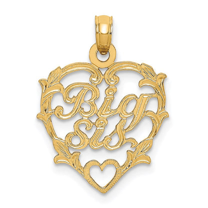 14K Gelbgold Big Sis in Herz Charm