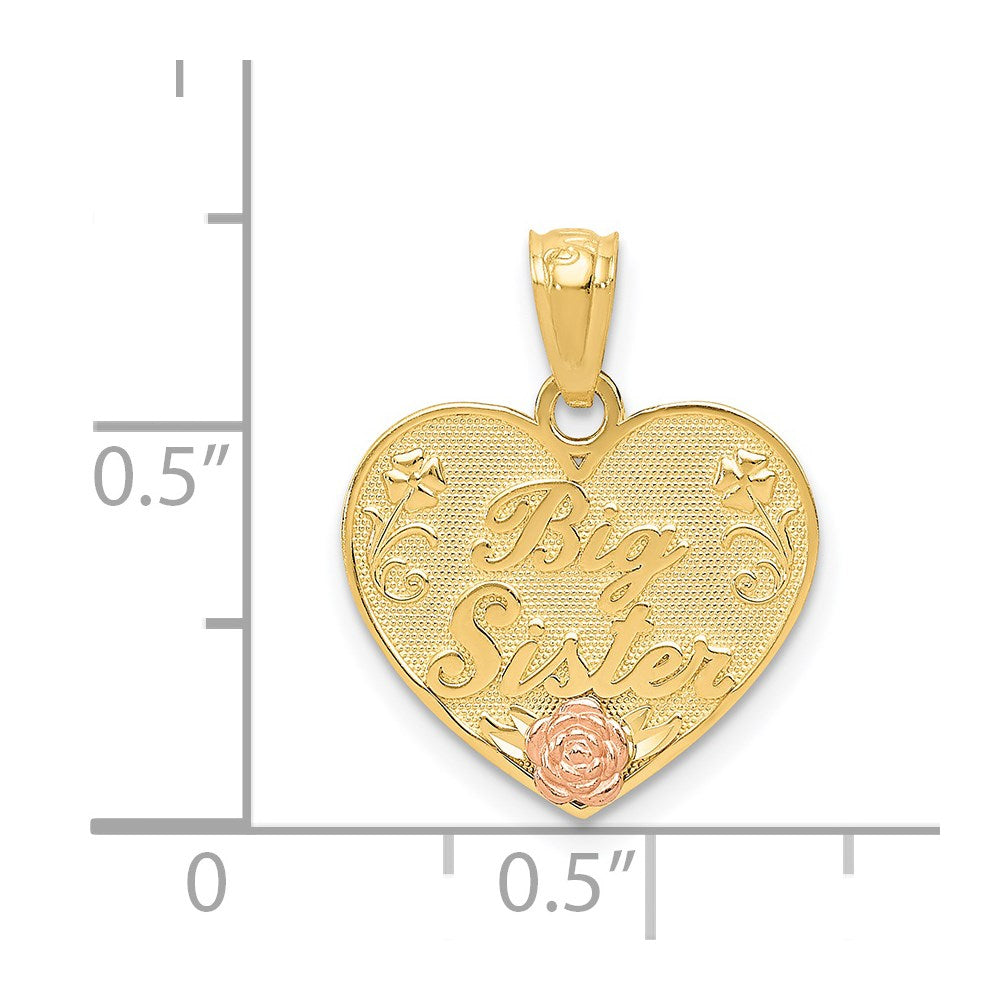 14K Bicolor Big Schwester Herz Anhänger