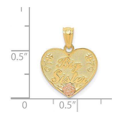 14K Bicolor Big Schwester Herz Anhänger