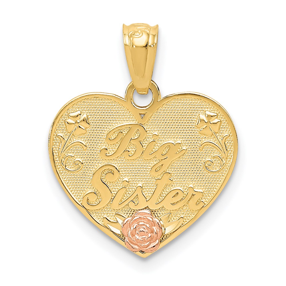 14K Bicolor Big Schwester Herz Anhänger