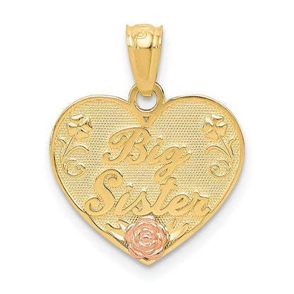 14K Bicolor Big Schwester Herz Anhänger