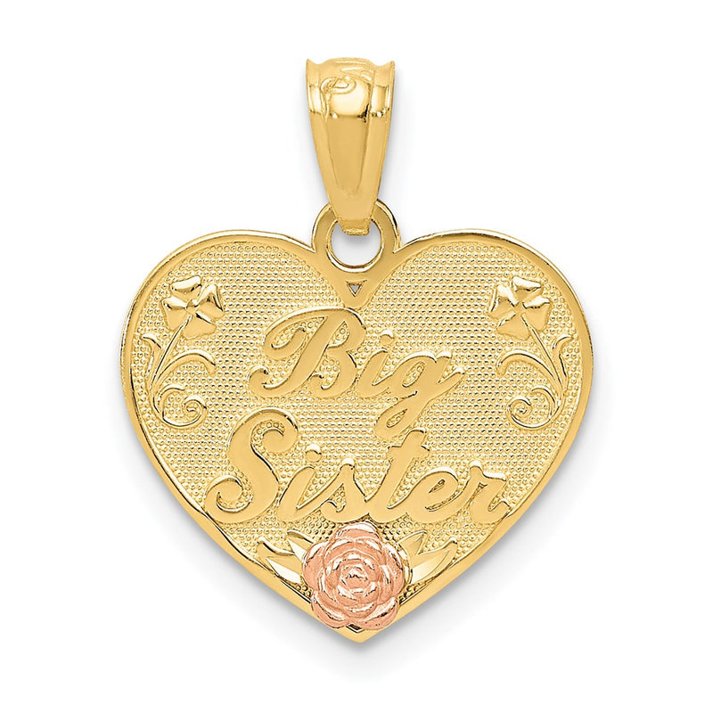 14K Bicolor Big Schwester Herz Anhänger