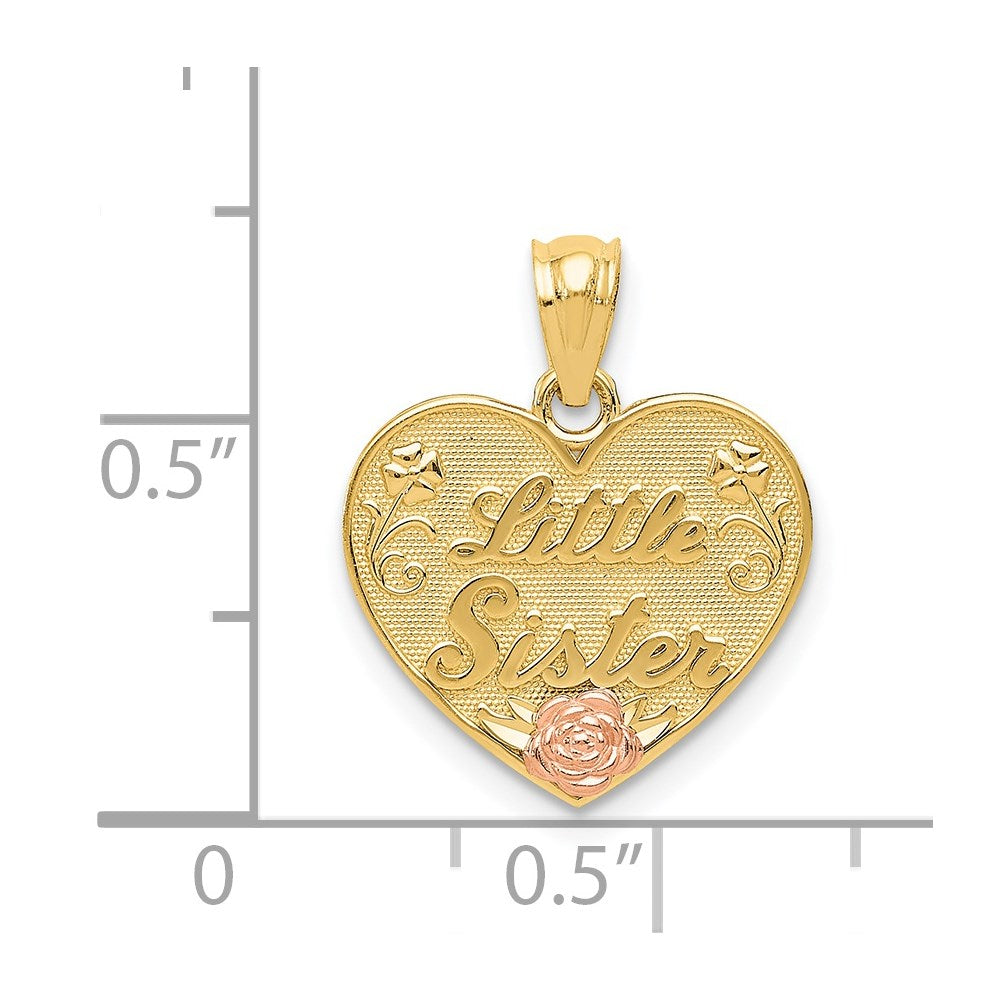 14K Bicolor Little Schwester Herz Anhänger