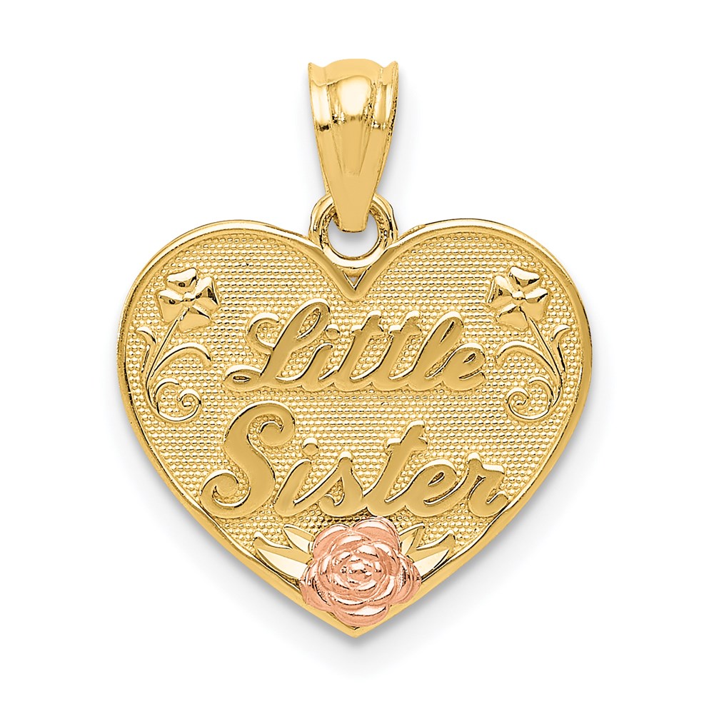 14K Bicolor Little Schwester Herz Anhänger