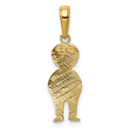 14K Gelbgold Junge mit Hands in Taschen Anhänger