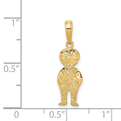 14K Gelbgold Junge mit Hands in Taschen Anhänger