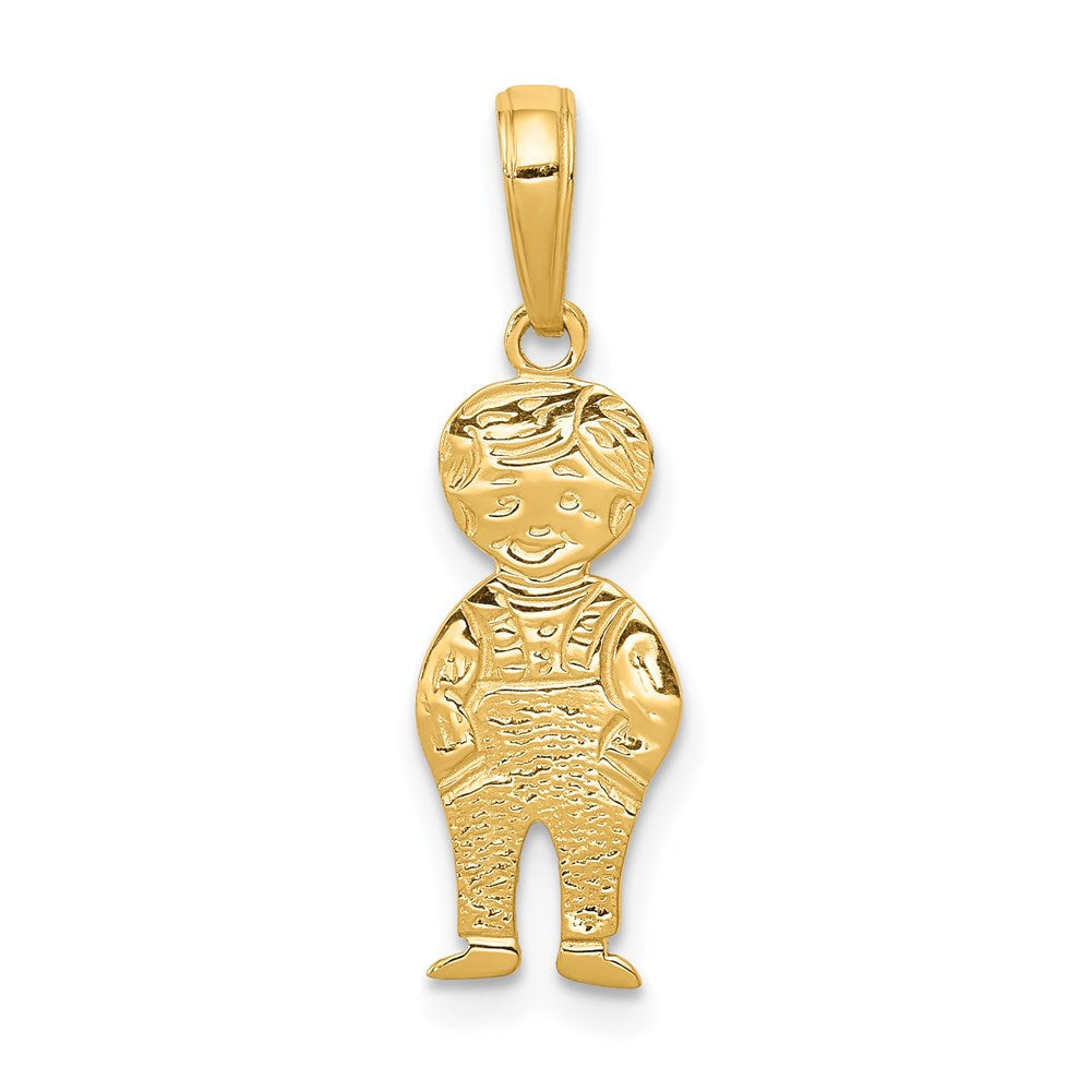 14K Gelbgold Junge mit Hands in Taschen Anhänger