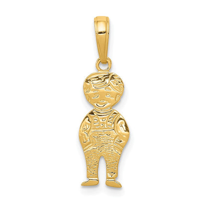 14K Gelbgold Junge mit Hands in Taschen Anhänger
