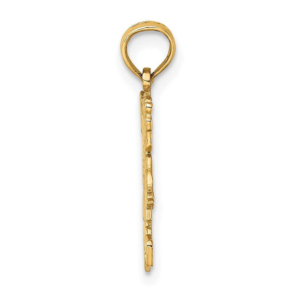 14K Gelbgold Mädchen Waving mit Blume auf Blouse Charm
