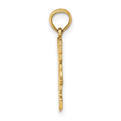 14K Gelbgold Mädchen Waving mit Blume auf Blouse Charm