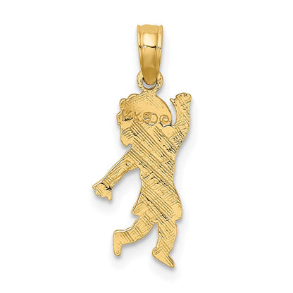 14K Gelbgold Mädchen Waving mit Blume auf Blouse Charm
