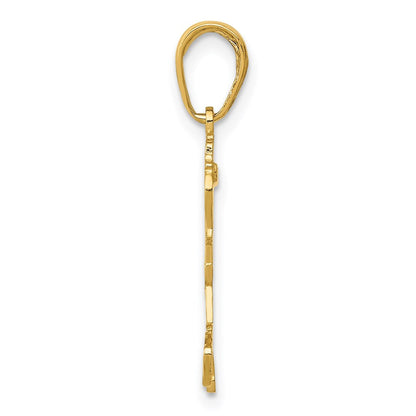 14K Gelbgold Little Mädchen Walking mit Blumen Anhänger