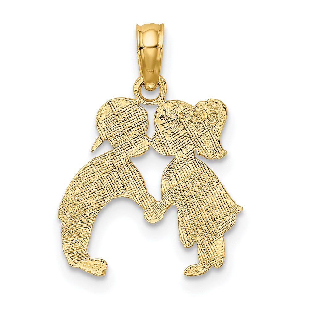 14K Gelbgold Kissing Junge und Mädchen Charm