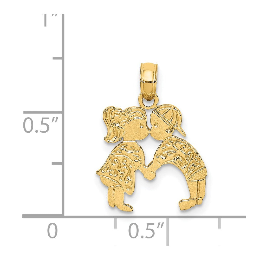 14K Gelbgold Kissing Junge und Mädchen Charm