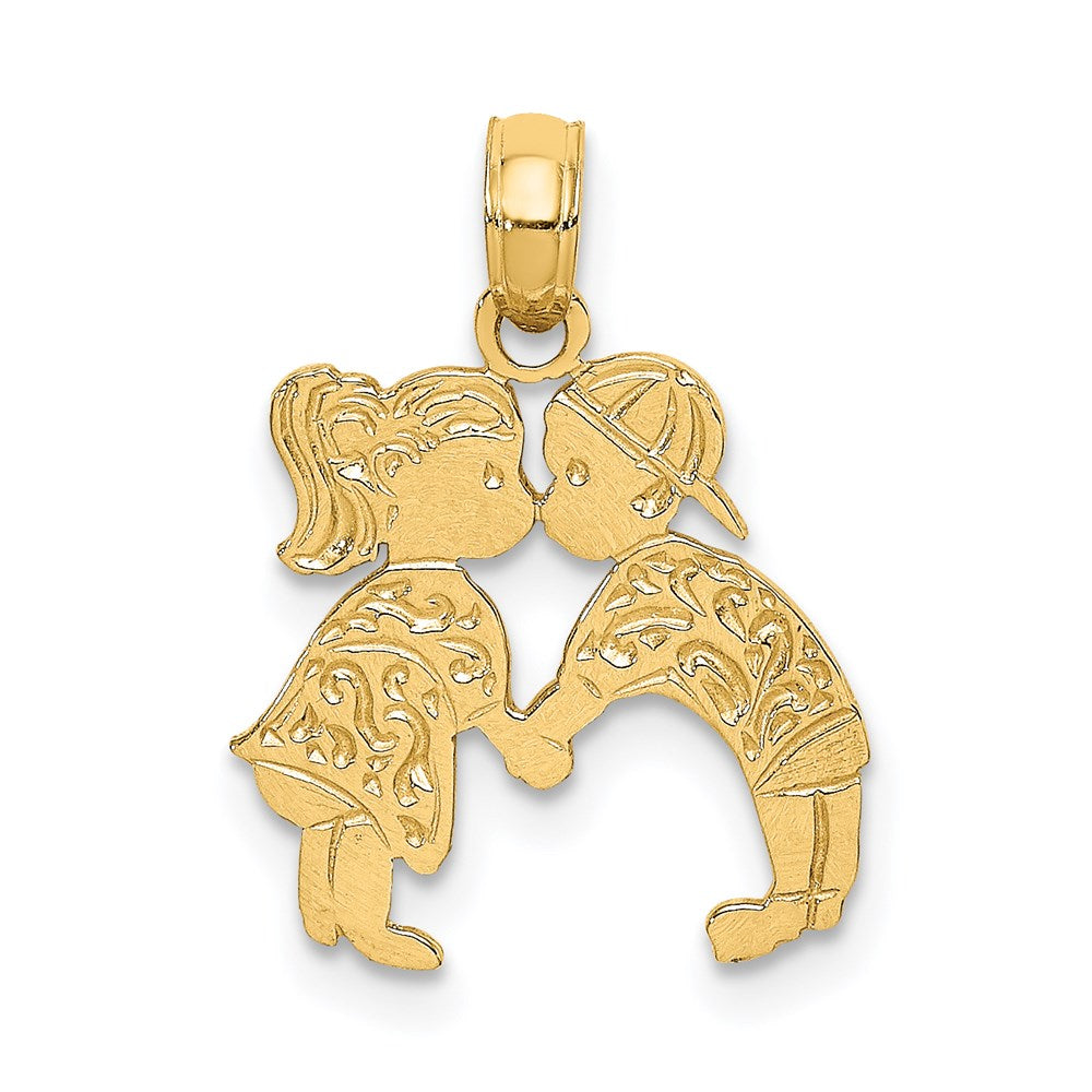 14K Gelbgold Kissing Junge und Mädchen Charm