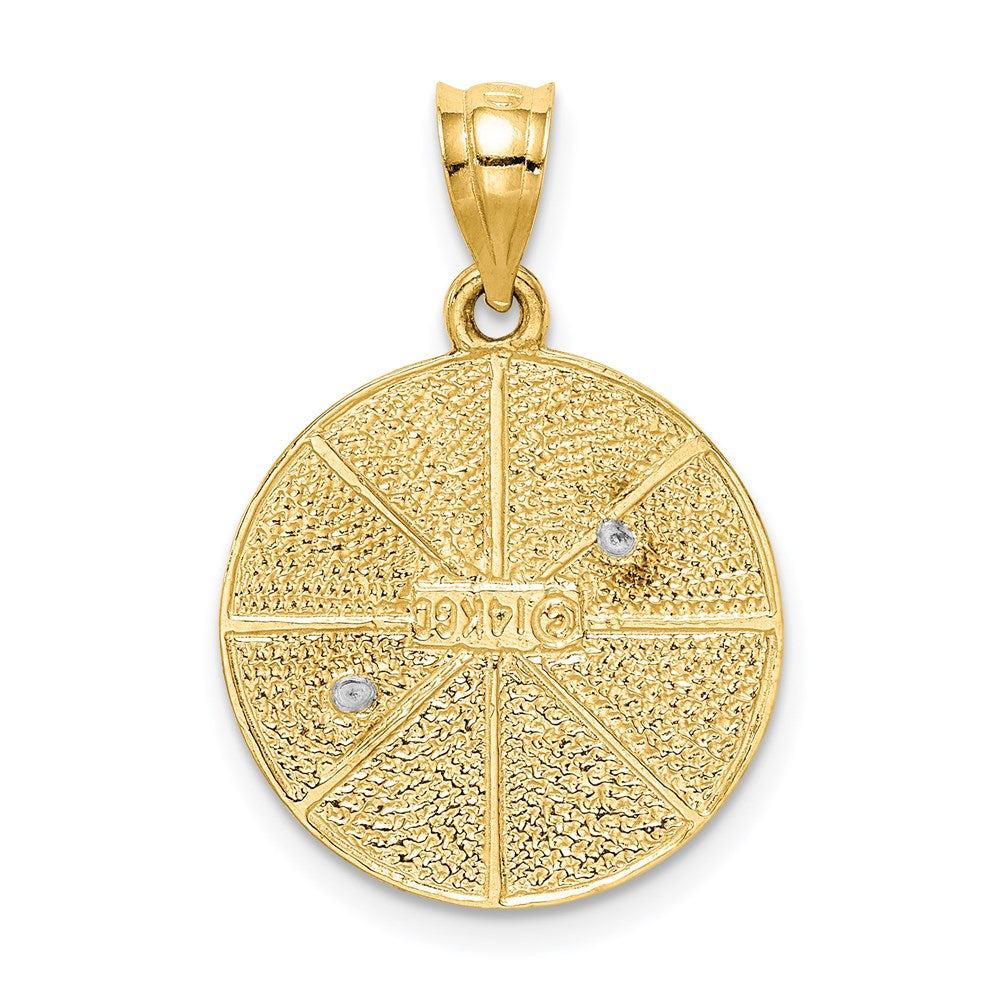 Massiver Davidstern-Scheiben-Charm aus 14K Bicolor-Gold mit Satinfinish und flacher Rückseite