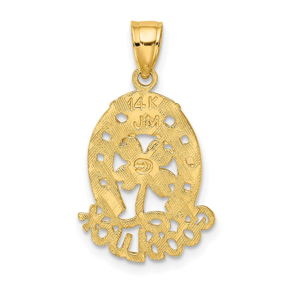 14K Gelbgold Good Luck Hufeisen und Klee Charm