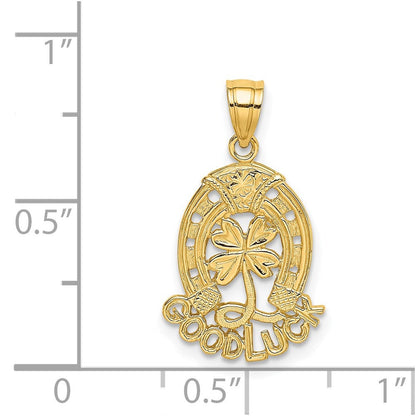 14K Gelbgold Good Luck Hufeisen und Klee Charm