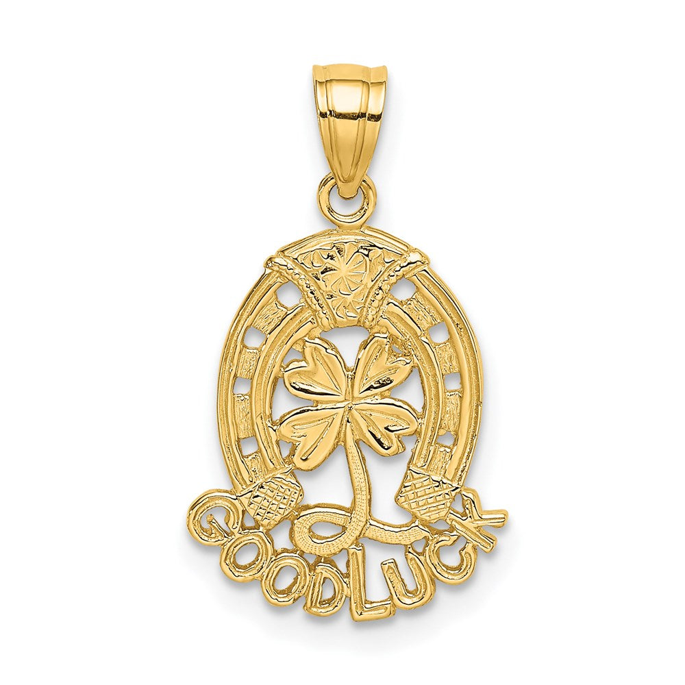 14K Gelbgold Good Luck Hufeisen und Klee Charm