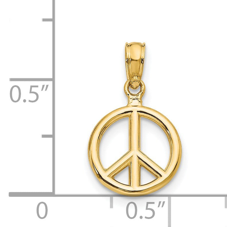 14K Gelbgold Poliert Frieden Symbol Anhänger