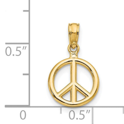 14K Gelbgold Poliert Frieden Symbol Anhänger
