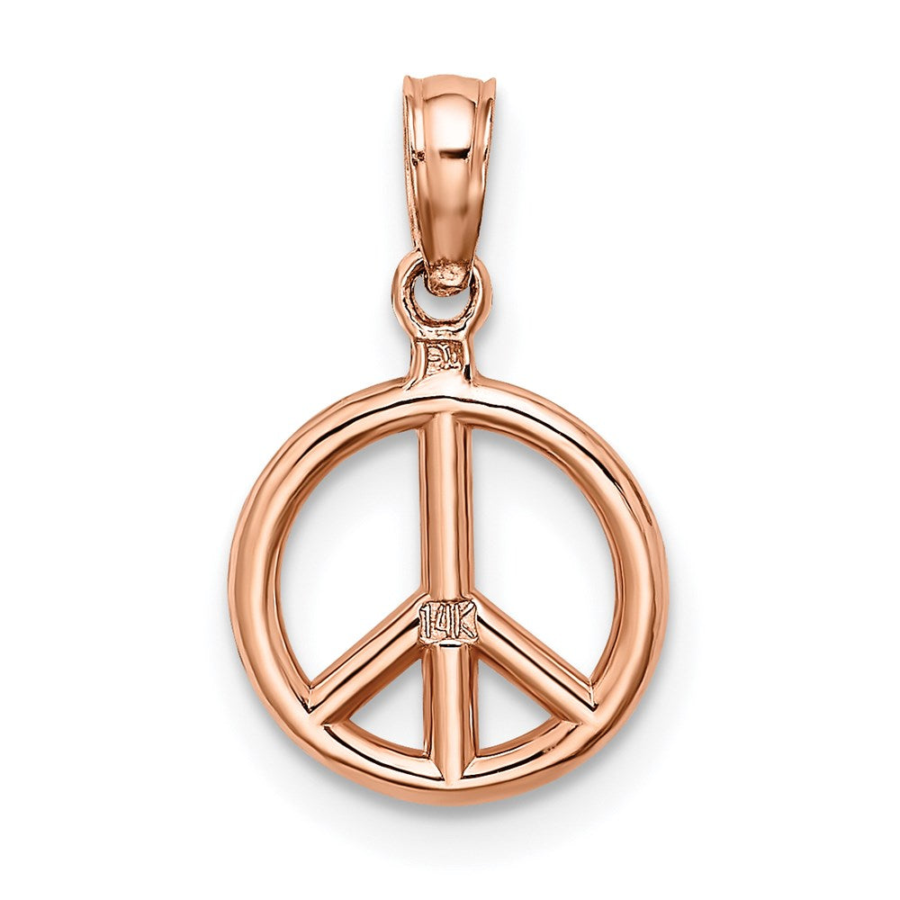 14K Roségold 3-d Frieden Symbol Charm
