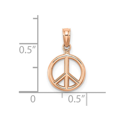 14K Roségold 3-d Frieden Symbol Charm